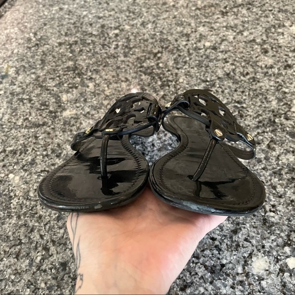 Tory Burch Miller Sandals Black Patent Leather - Picture 4 of 7